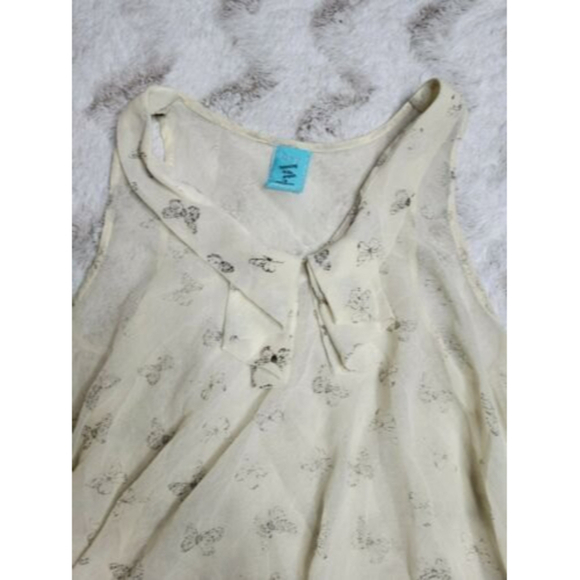 HIP Happening In The Present Butterfly Print Ruffle Collar Cram Blouse Sz S - Picture 2 of 9